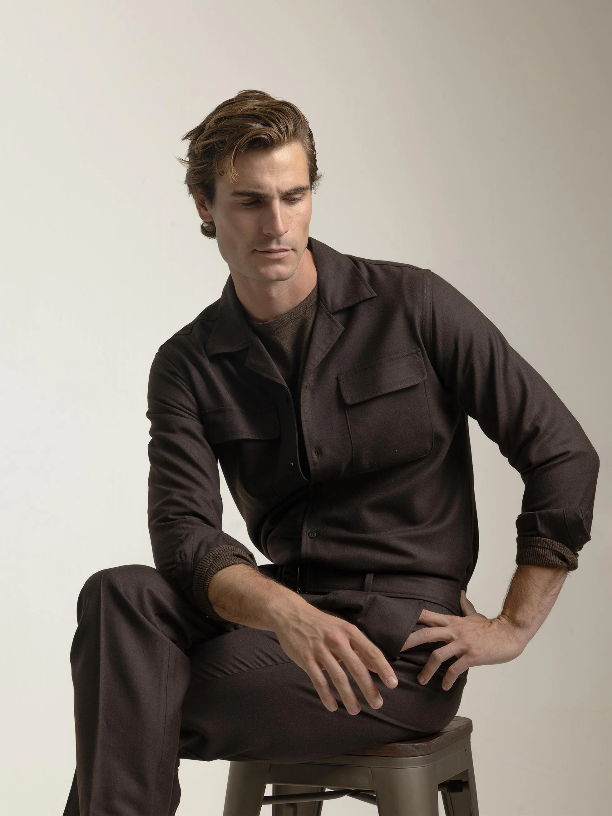 CAMISA SET LANA MARRÓN OSCURO - Image 3